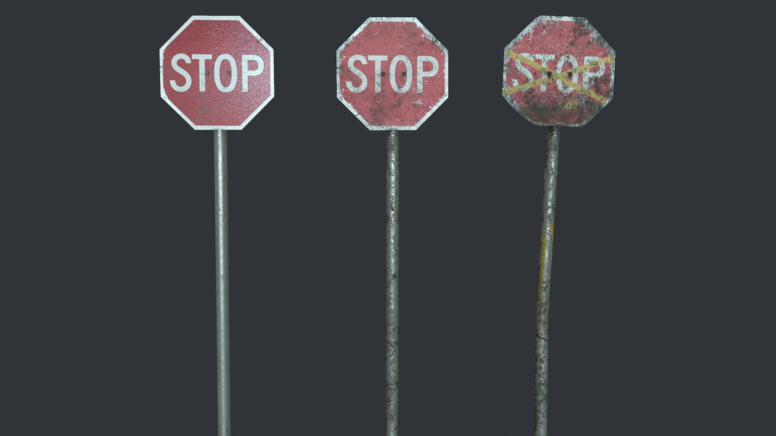 Traffic Sign Pack Low-poly 3D model_8