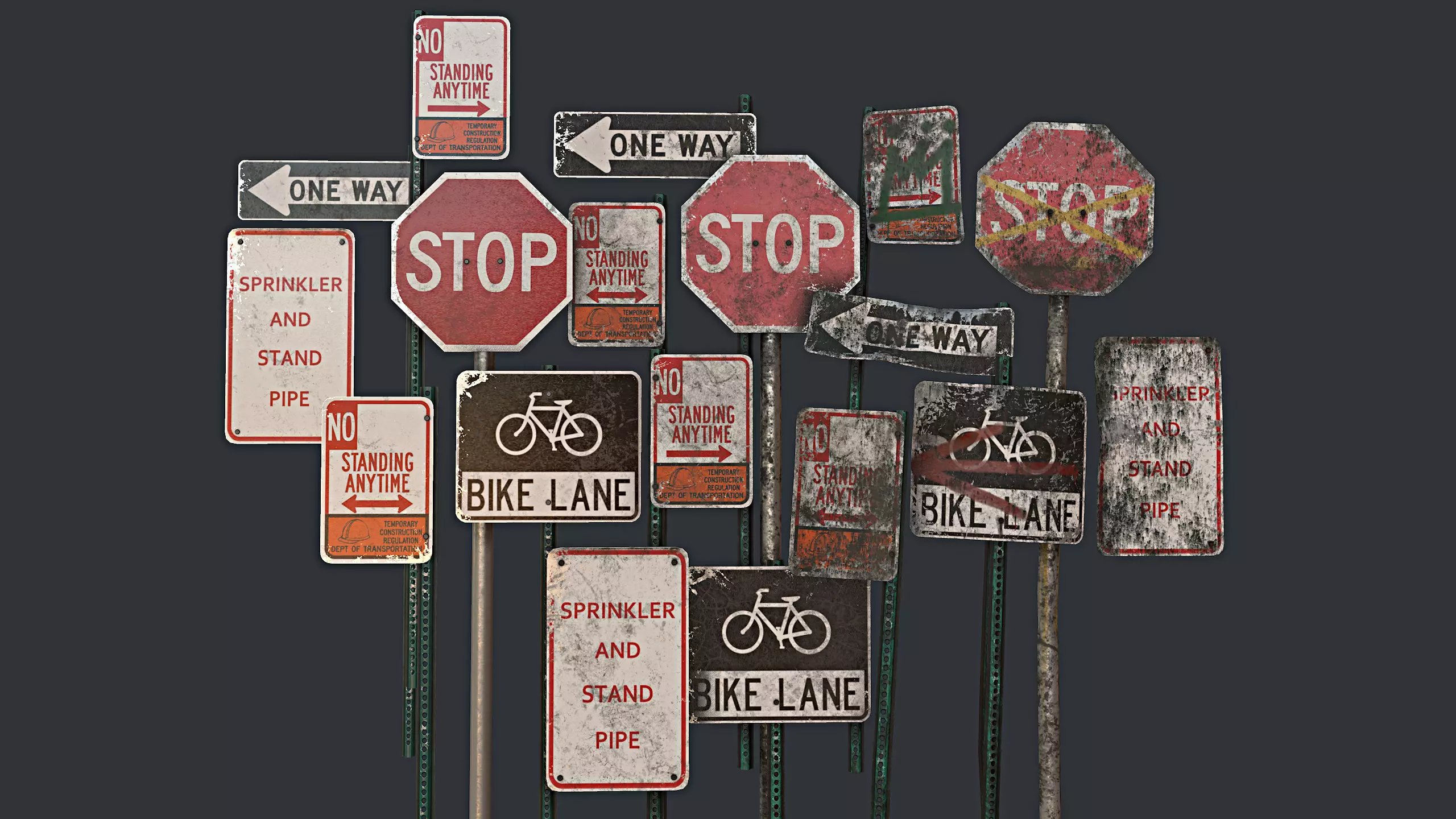 Traffic Sign Pack Low-poly 3D model_0
