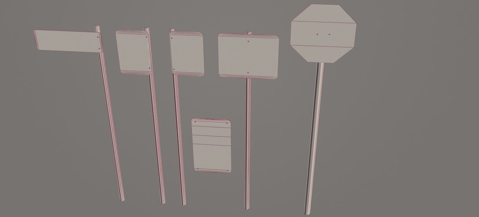 Traffic Sign Pack Low-poly 3D model_63