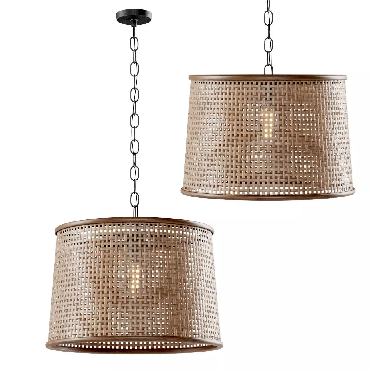 Rattan pendant light  3D model_0