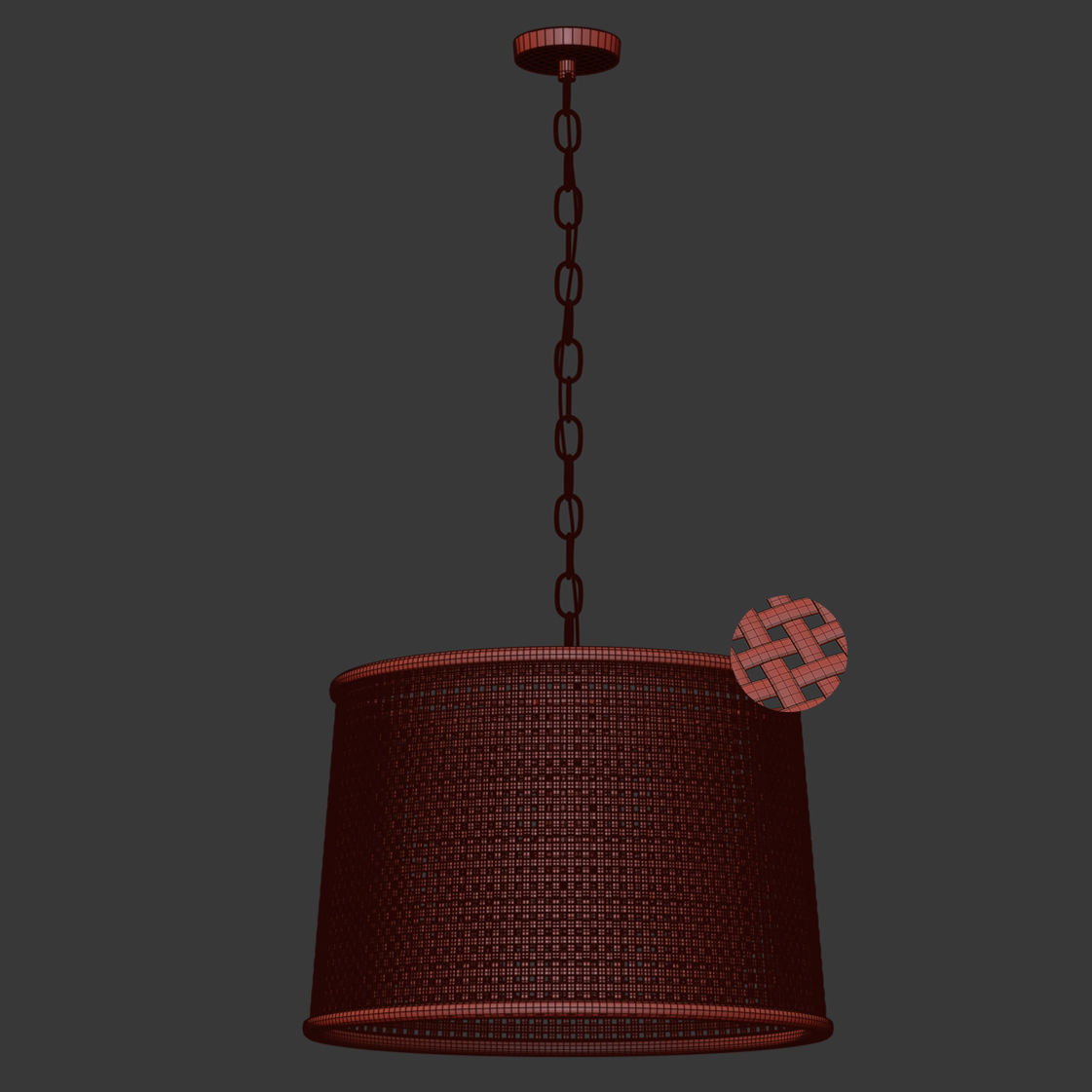 Rattan pendant light  3D model_5