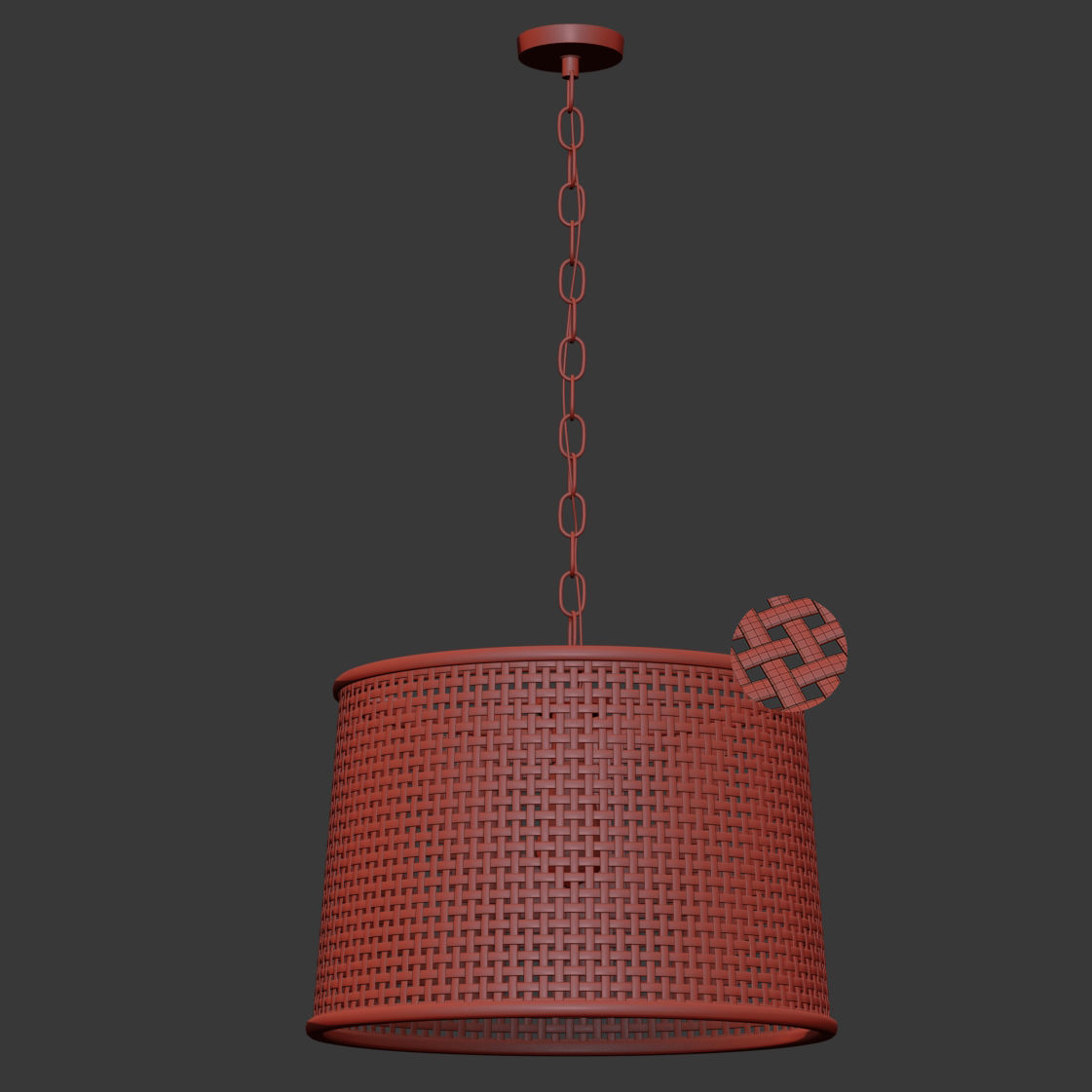 Rattan pendant light  3D model_4