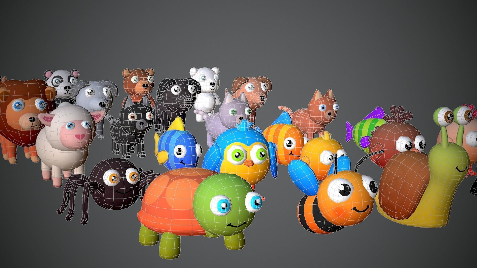 3D model Animals Cute Cartoony Animals VR / AR / lowpoly CGTrader