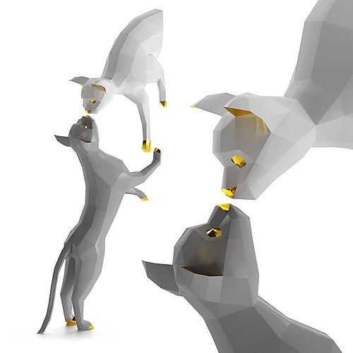 OXYGAMI Low poly cats sculpture 3D model