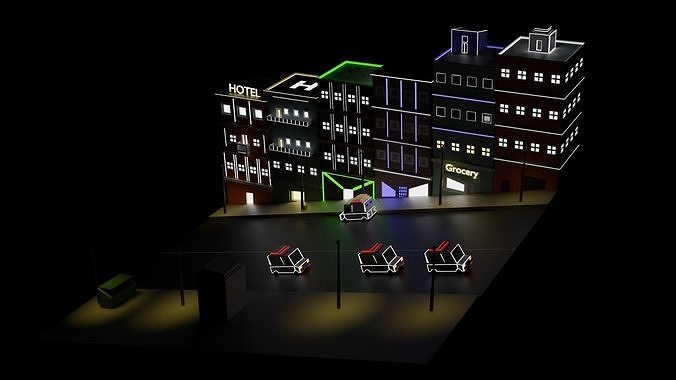 Dark Street Low-poly 3D model