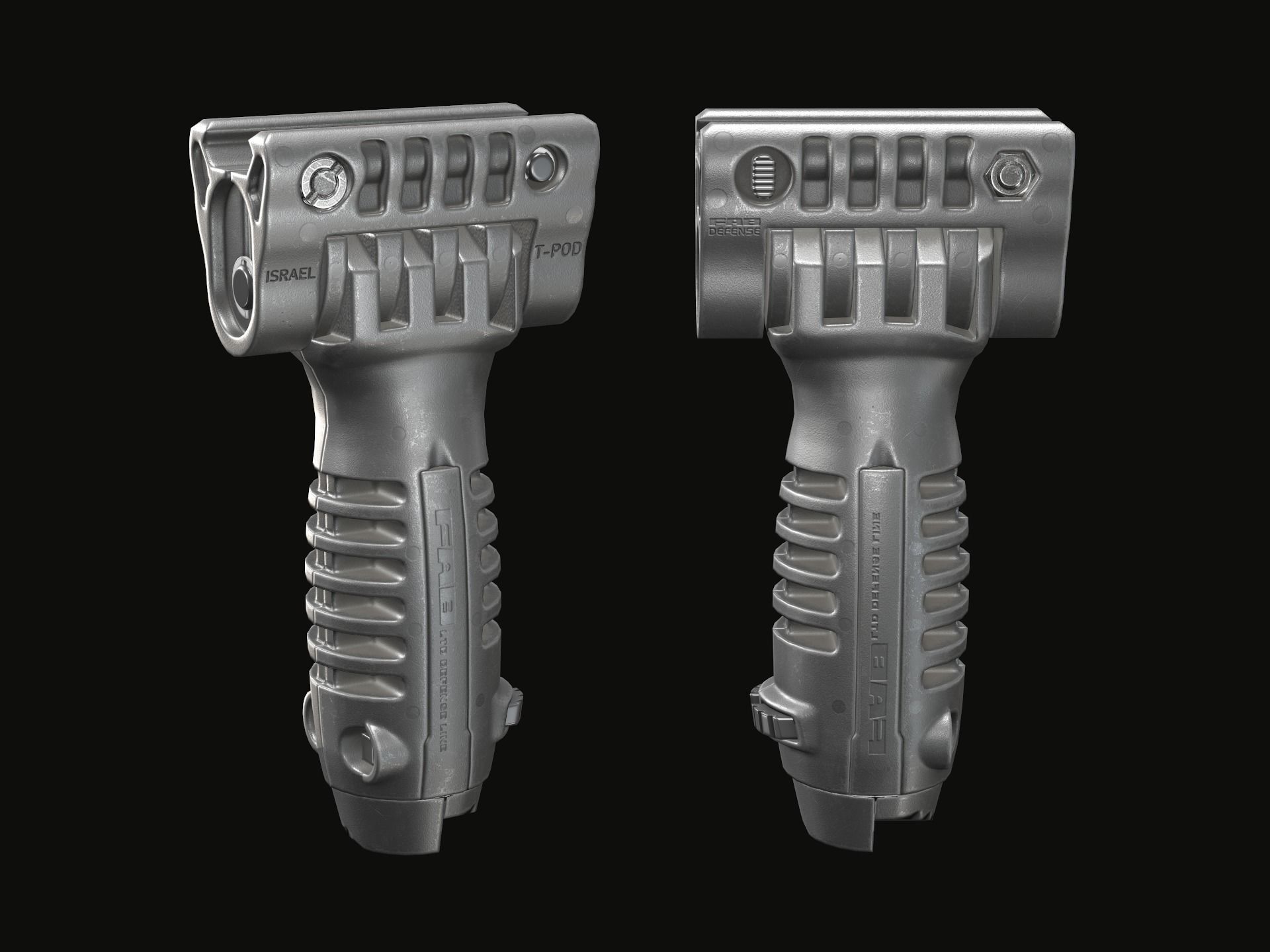 Vertical Foregrip - T-Pod - Grip - Bipod Low-poly 3D model_1