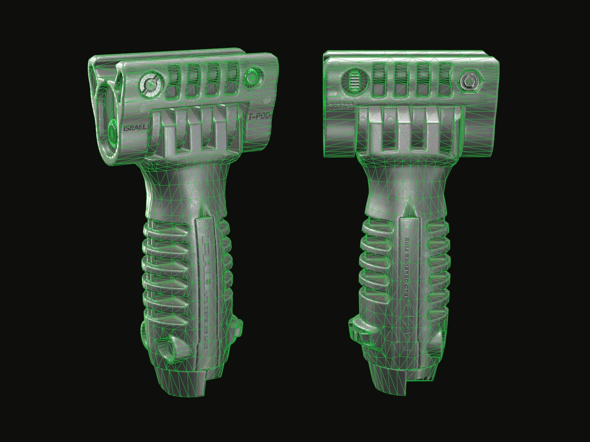 Vertical Foregrip - T-Pod - Grip - Bipod Low-poly 3D model_2
