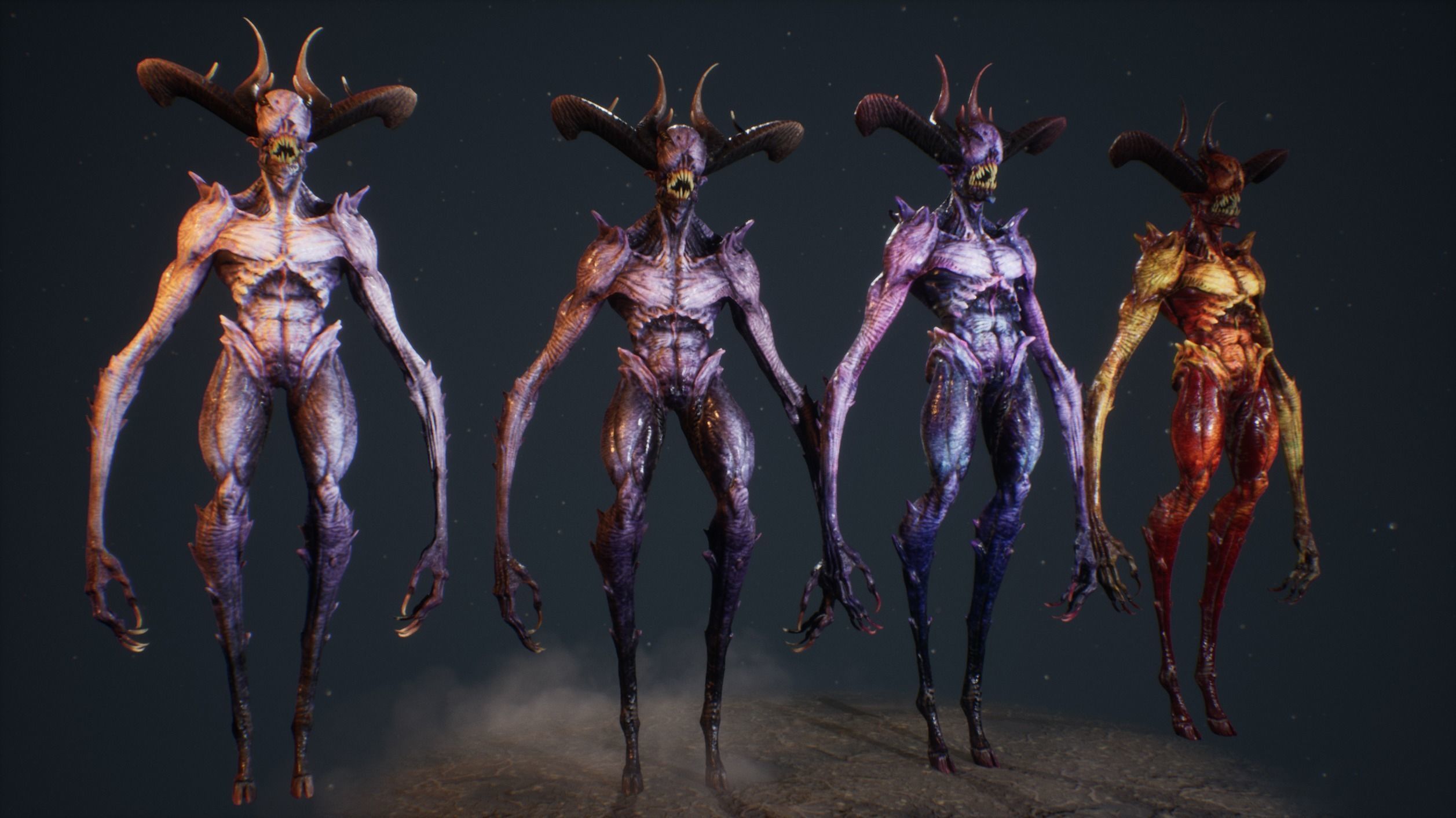 Demon 6 tall blind creature Low-poly 3D model_3