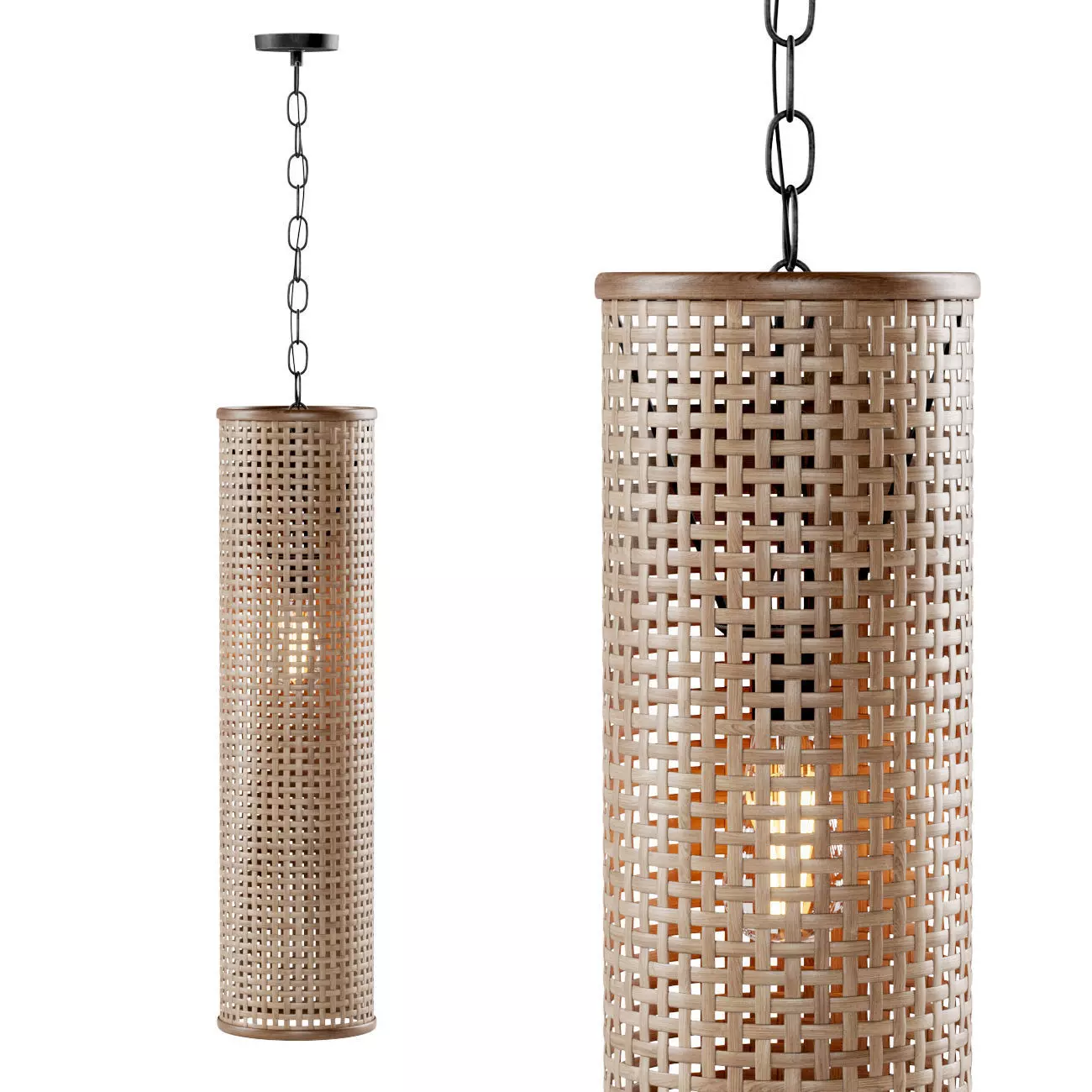 Hanging rattan lamp H700 3D model