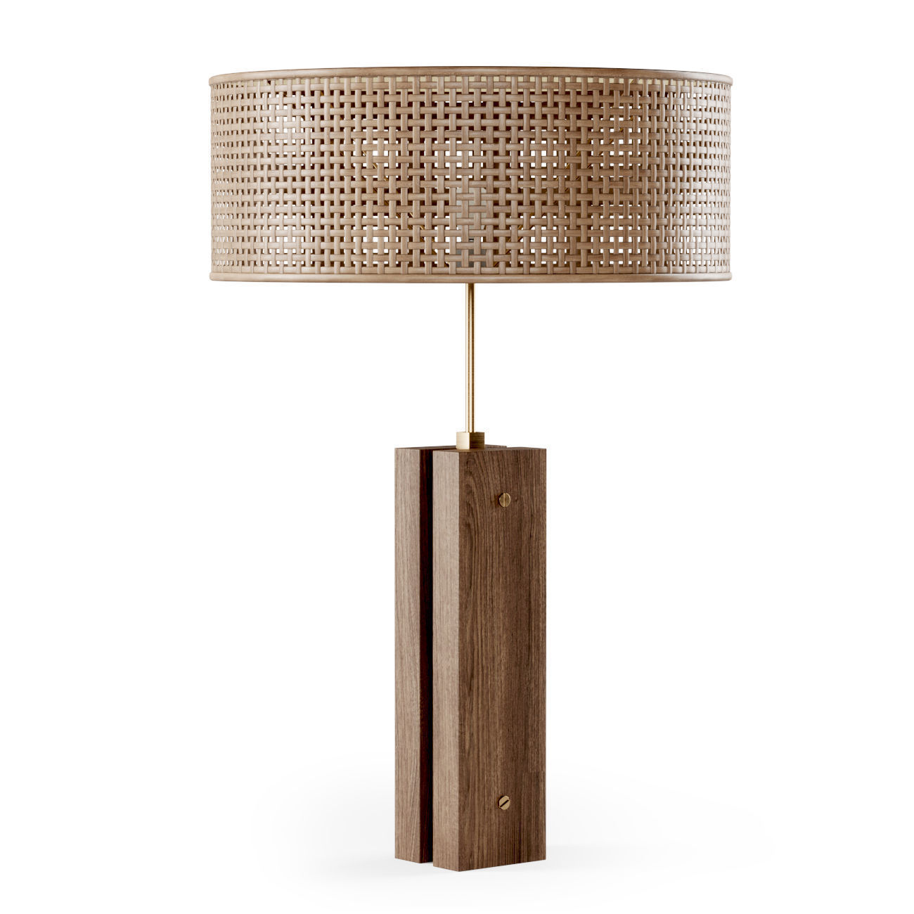 Wooden rattan table lamp R500  3D model_1