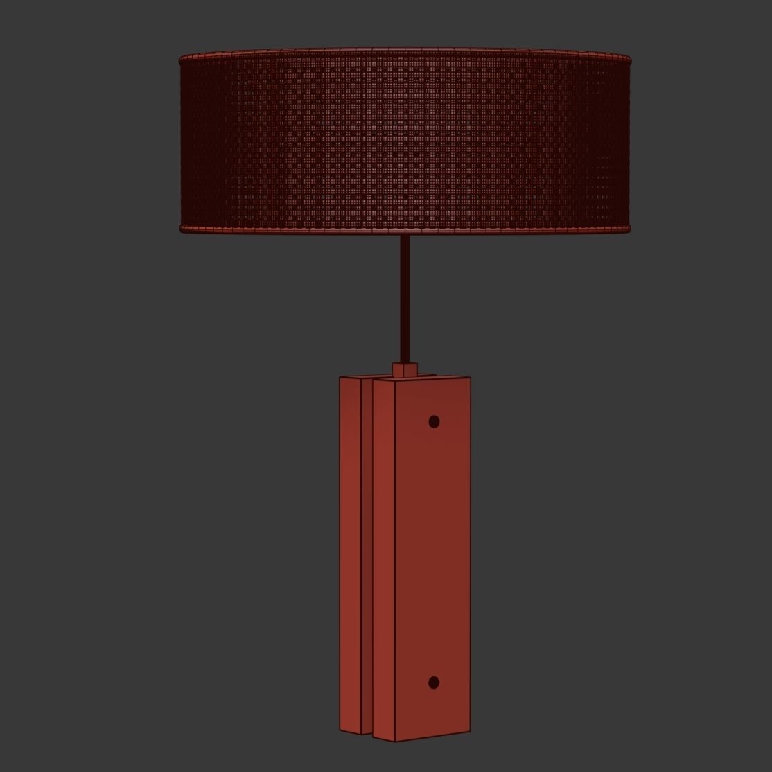 Wooden rattan table lamp R500  3D model_5