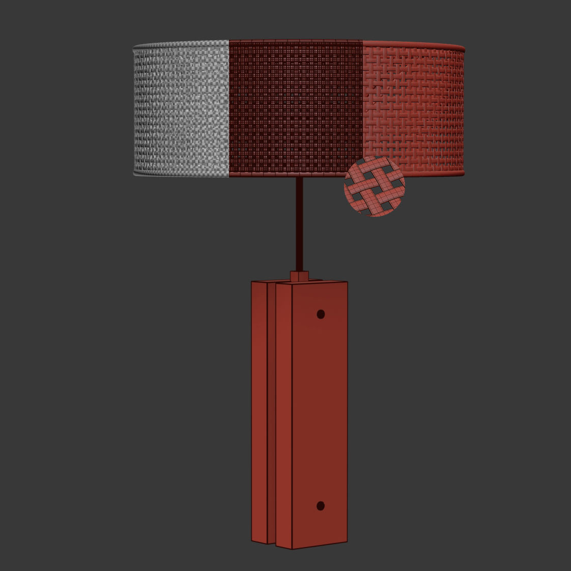 Wooden rattan table lamp R500  3D model_3