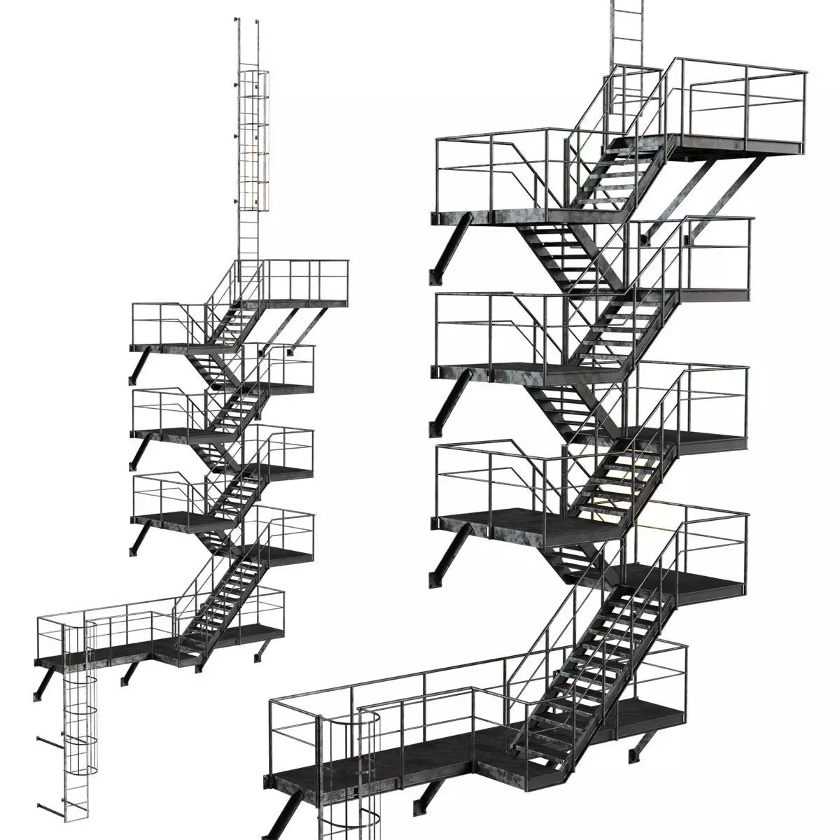 Fire Escape Stairs 3D model_0