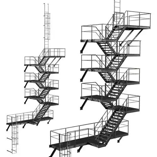 Fire Escape Stairs 3D model