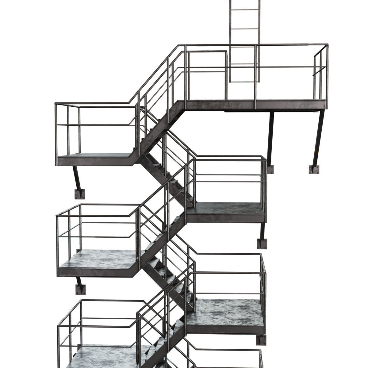 Fire Escape Stairs 3D model_1