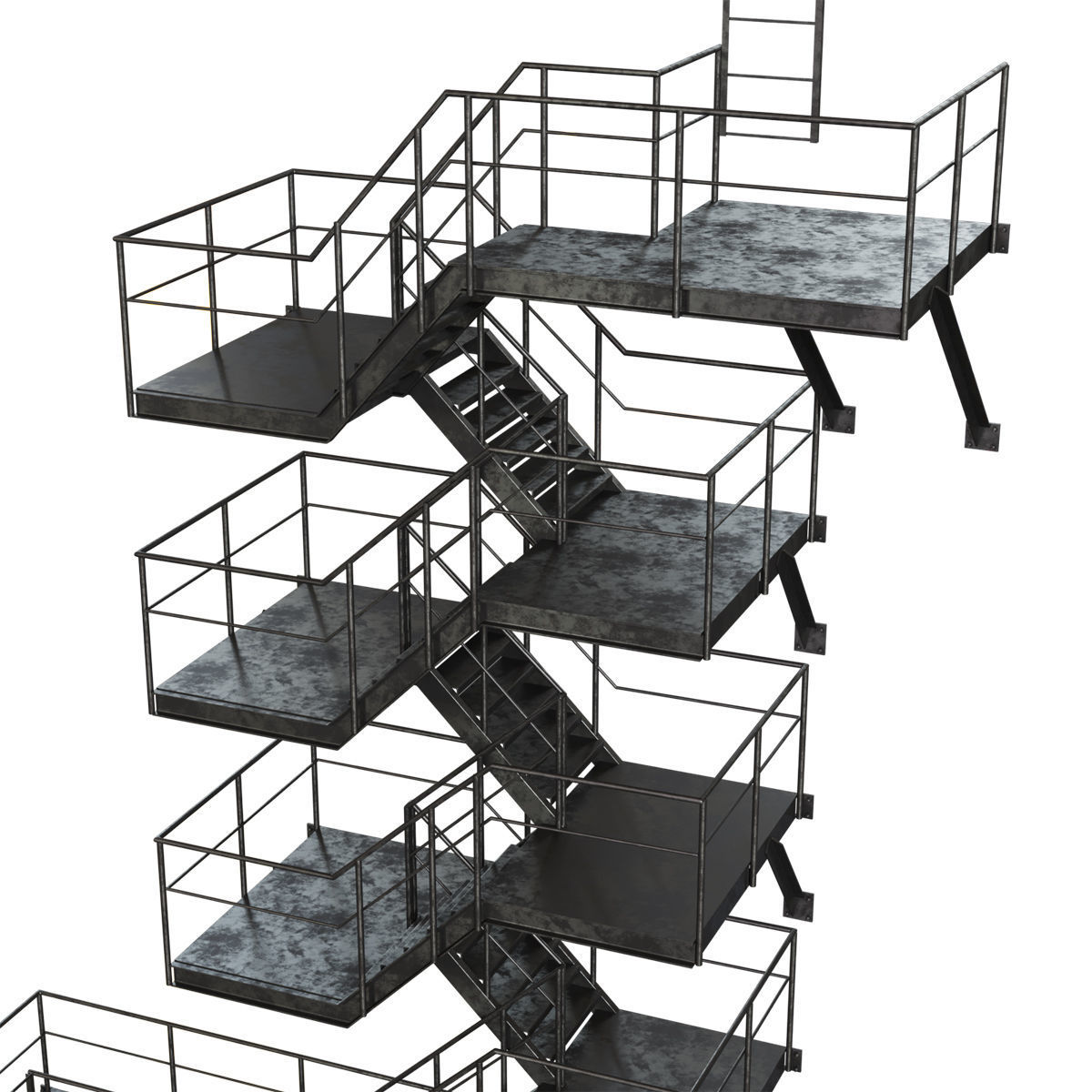 Fire Escape Stairs 3D model_3