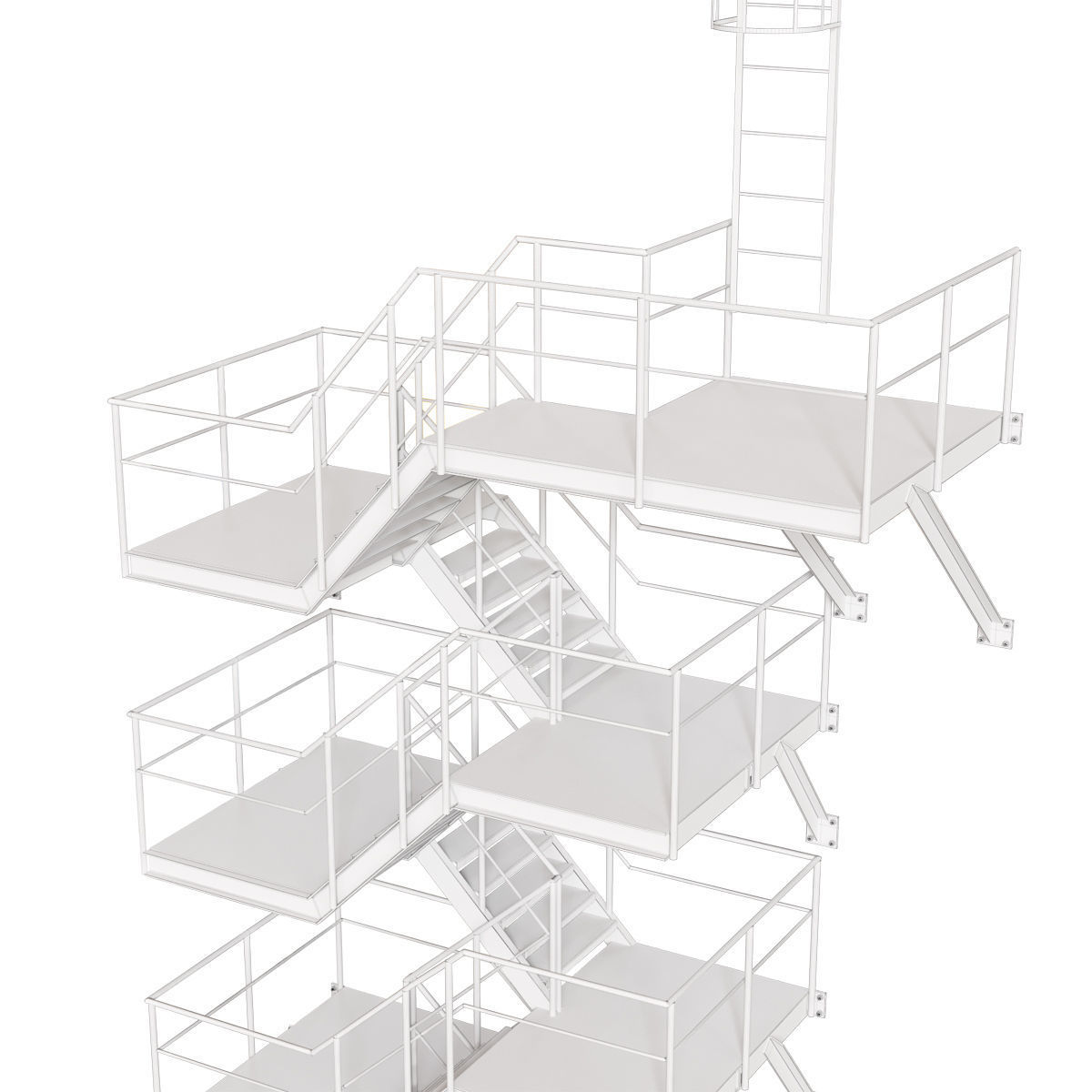 Fire Escape Stairs 3D model_6