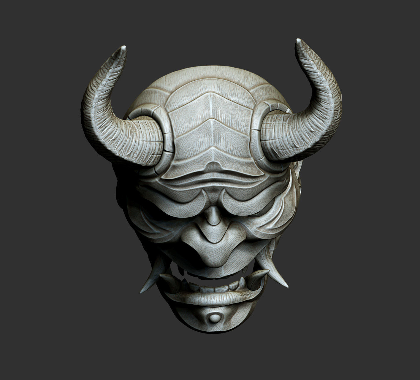 Traditional Japanese Hannya Mask   Oni Mask Samurai Mask  3D print model_4