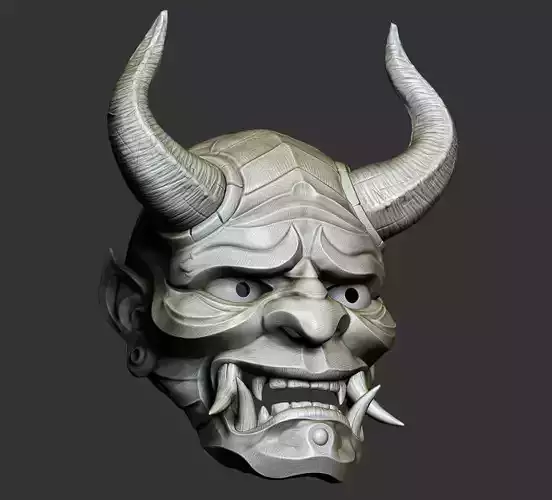 Traditional Japanese Hannya Mask   Oni Mask Samurai Mask  3D print model