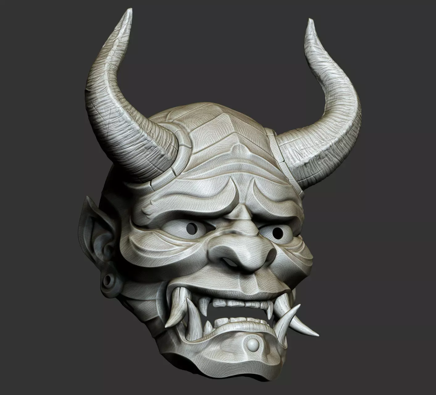 Traditional Japanese Hannya Mask   Oni Mask Samurai Mask  3D print model_0