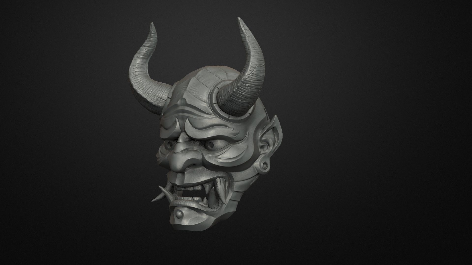 Traditional Japanese Hannya Mask   Oni Mask Samurai Mask  3D print model_9