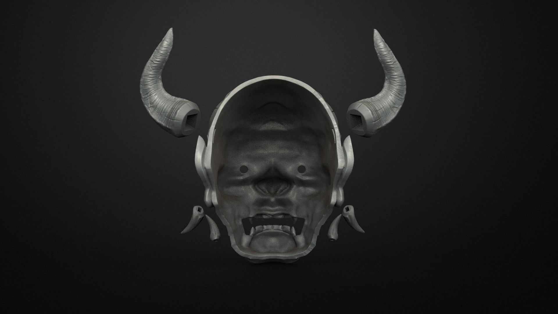 Traditional Japanese Hannya Mask   Oni Mask Samurai Mask  3D print model_12