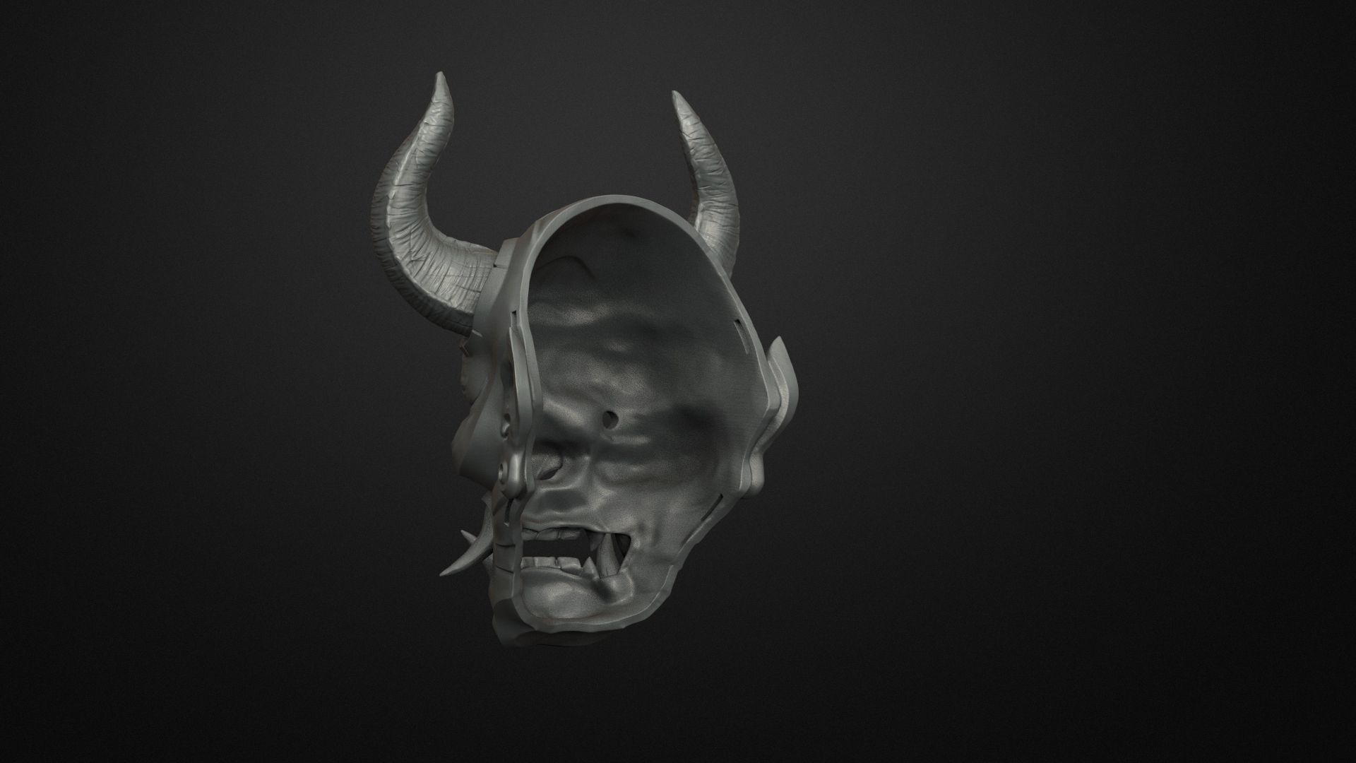 Traditional Japanese Hannya Mask   Oni Mask Samurai Mask  3D print model_10
