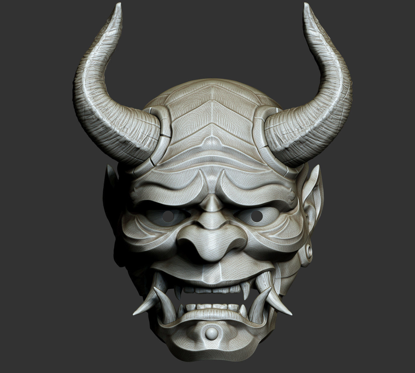 Traditional Japanese Hannya Mask   Oni Mask Samurai Mask  3D print model_1
