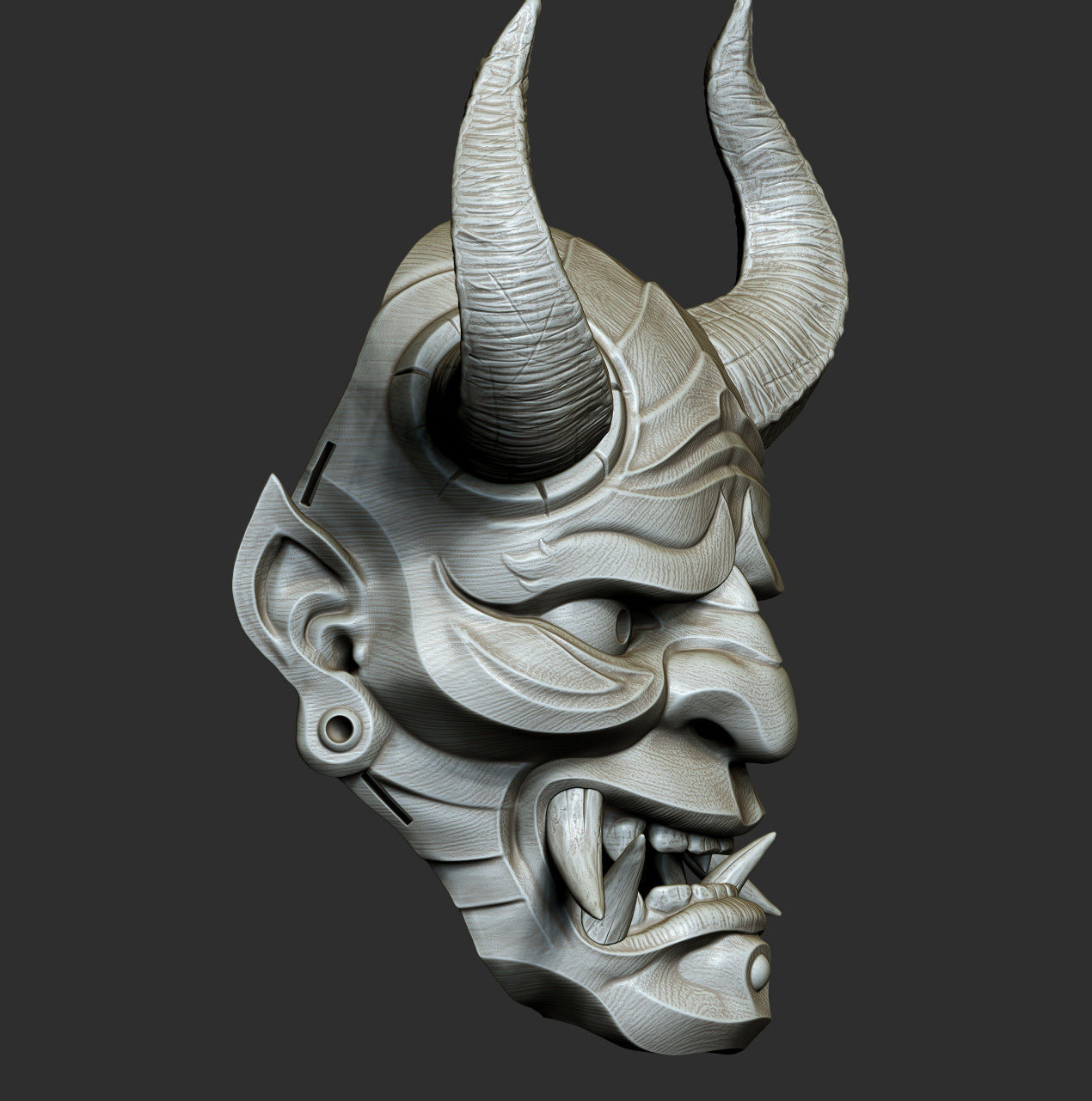 Traditional Japanese Hannya Mask   Oni Mask Samurai Mask  3D print model_5