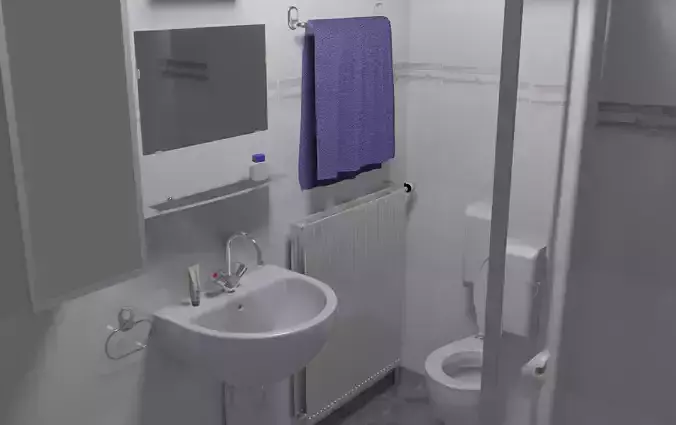 Bathroom with toilet and sink 3D model