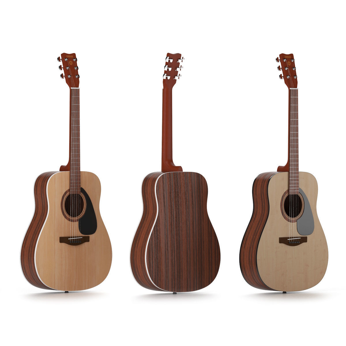 Acoustic guitar 6 strings three color deck 3D model_2
