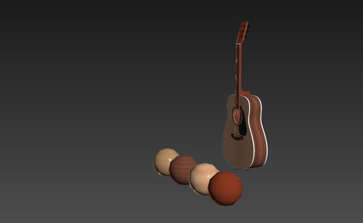 Acoustic guitar 6 strings three color deck 3D model_4