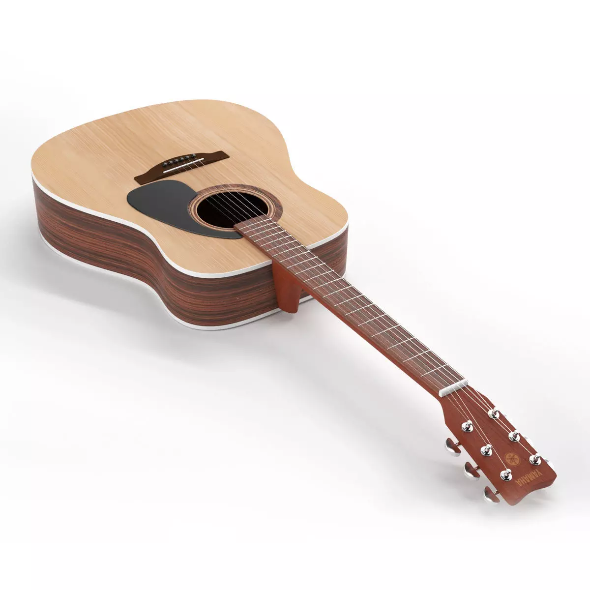 Acoustic guitar 6 strings three color deck 3D model_0