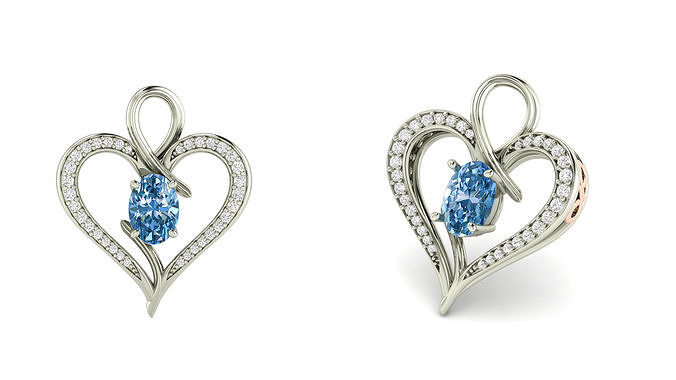 Diamond Heart Pendant 011 3D print model
