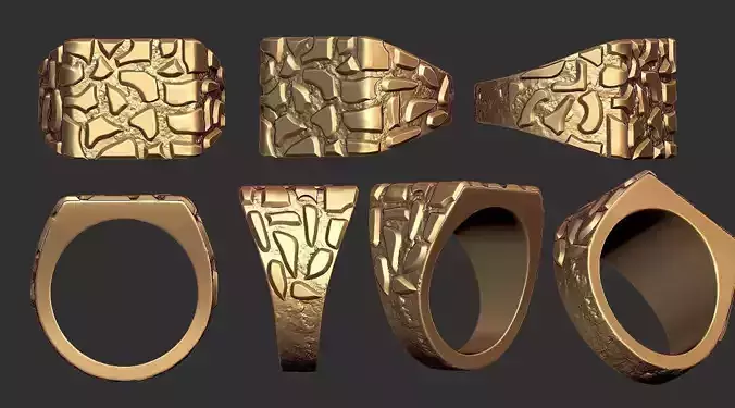 Plain Gold Nugget Ring 3D print model