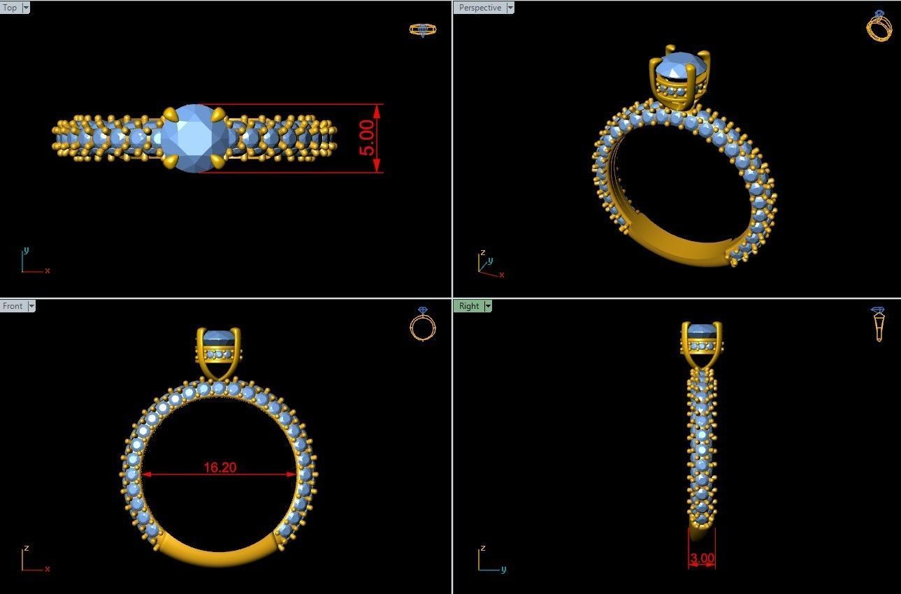 Diamond Wedding Band  3D print model_5