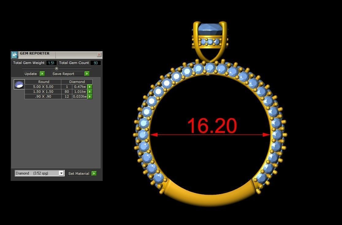 Diamond Wedding Band  3D print model_7