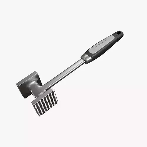 Meat Hammer Kitchnwares with black rubber handle Low-poly 3D model