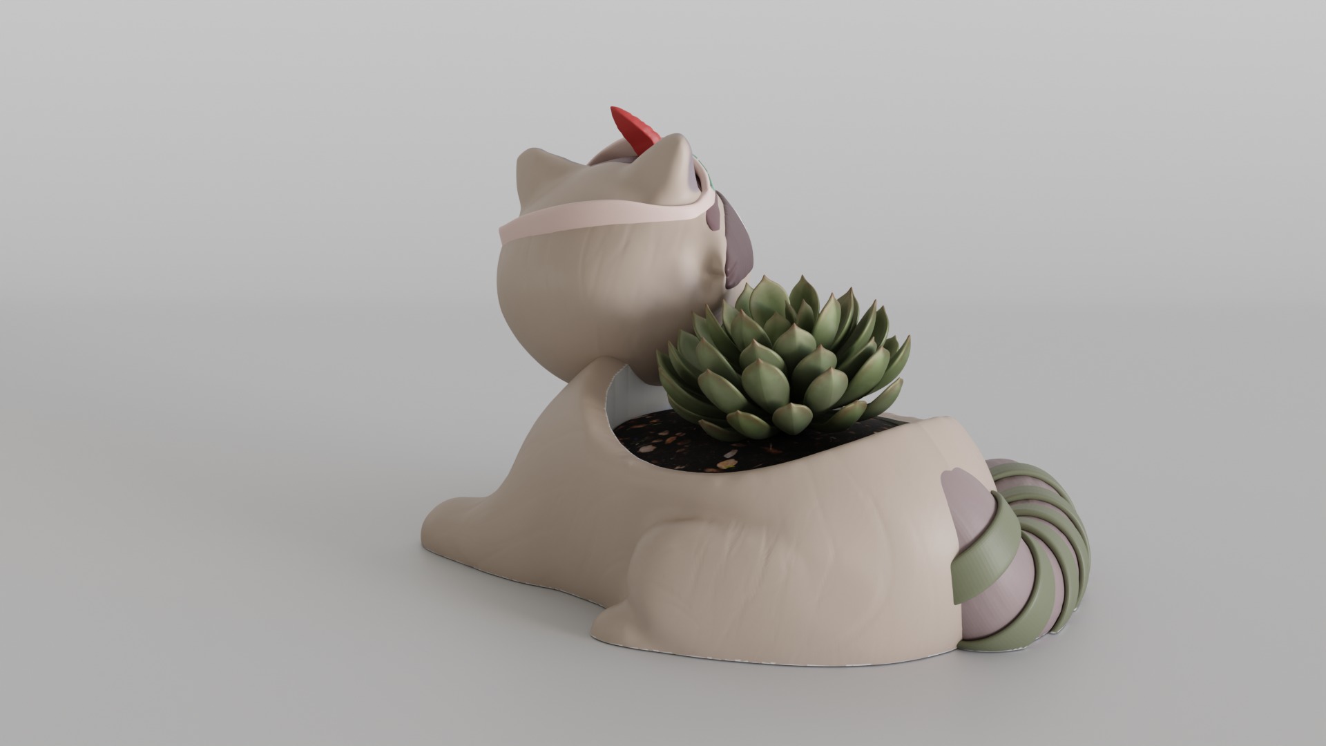 Charming Raccoon Planter 3D print model_3