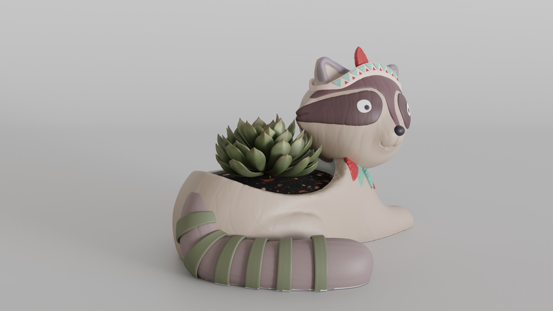 Charming Raccoon Planter 3D print model_1