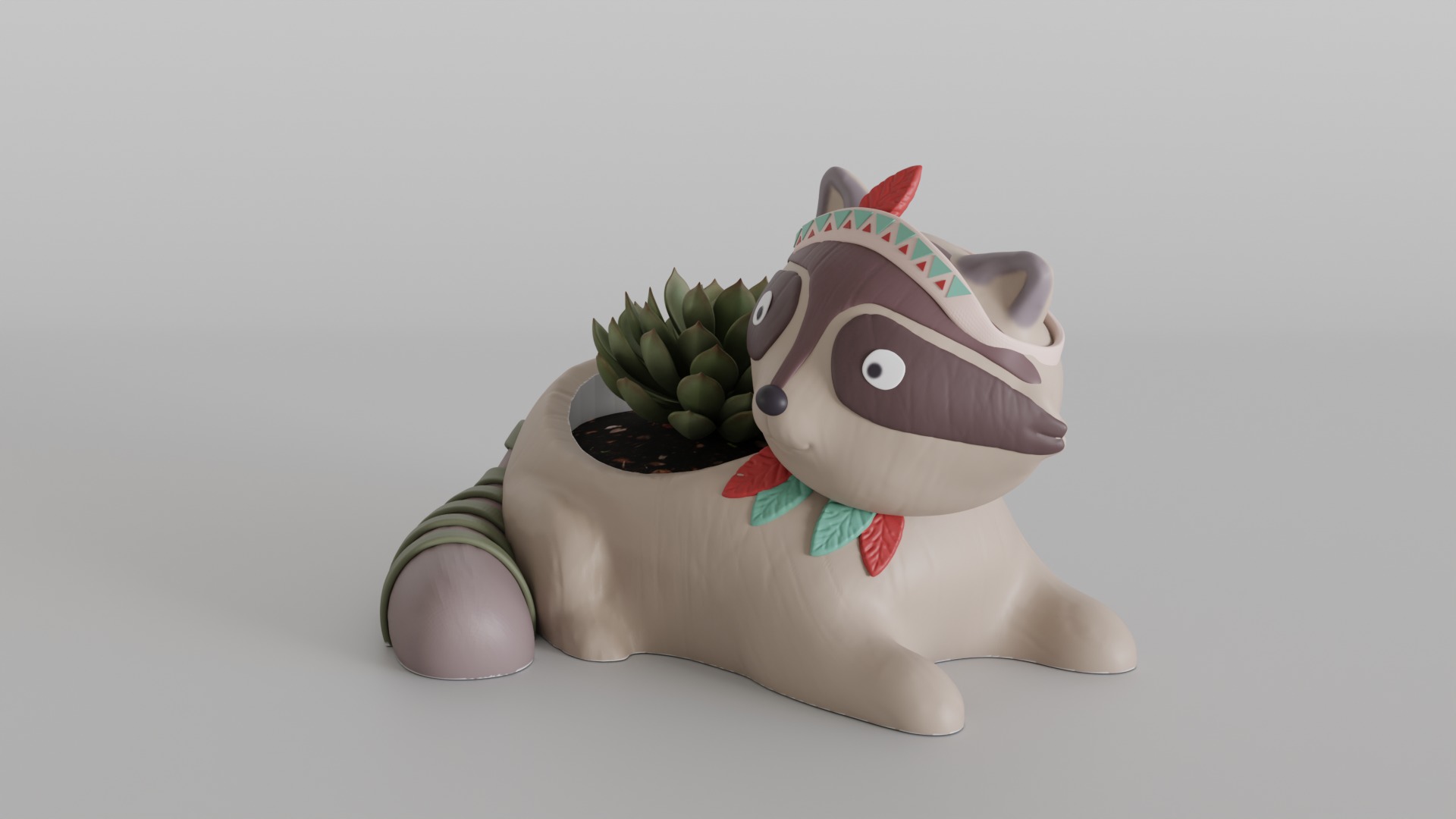 Charming Raccoon Planter 3D print model_7