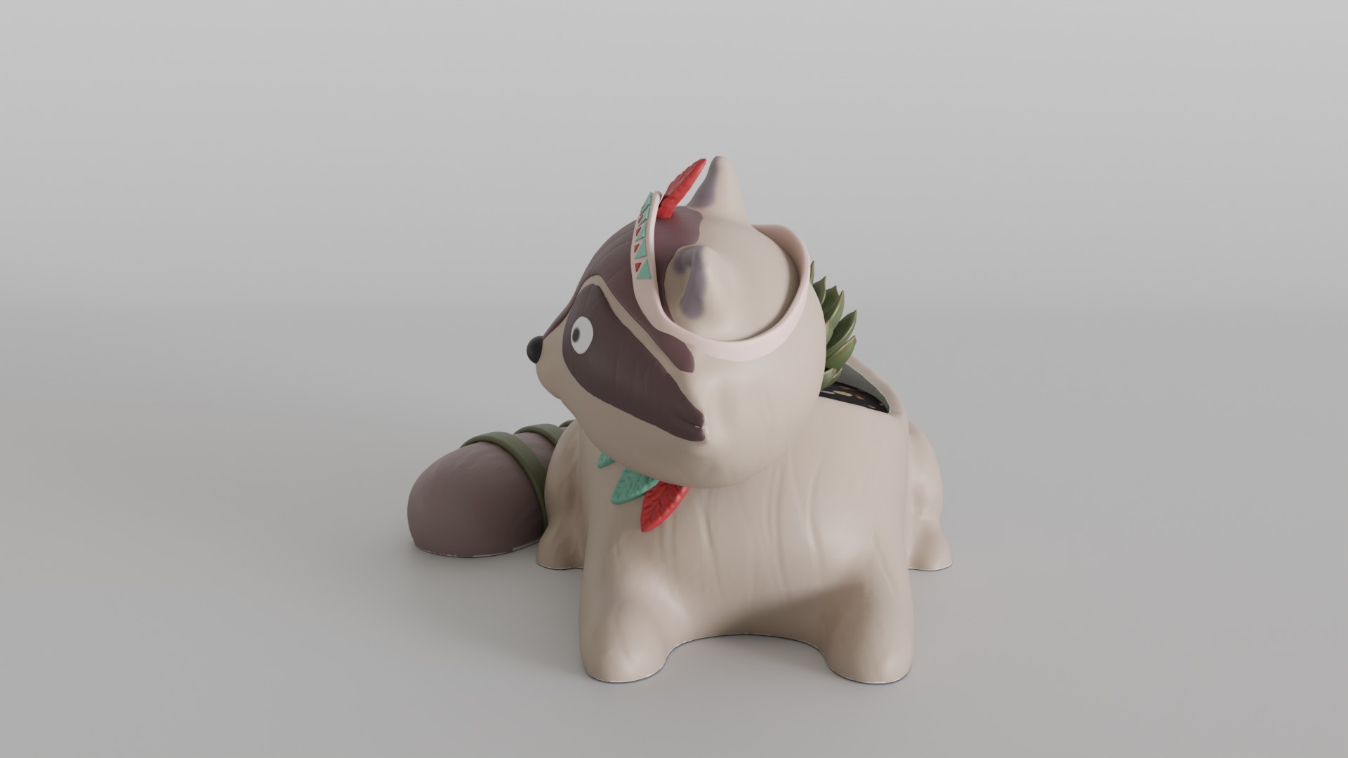 Charming Raccoon Planter 3D print model_6