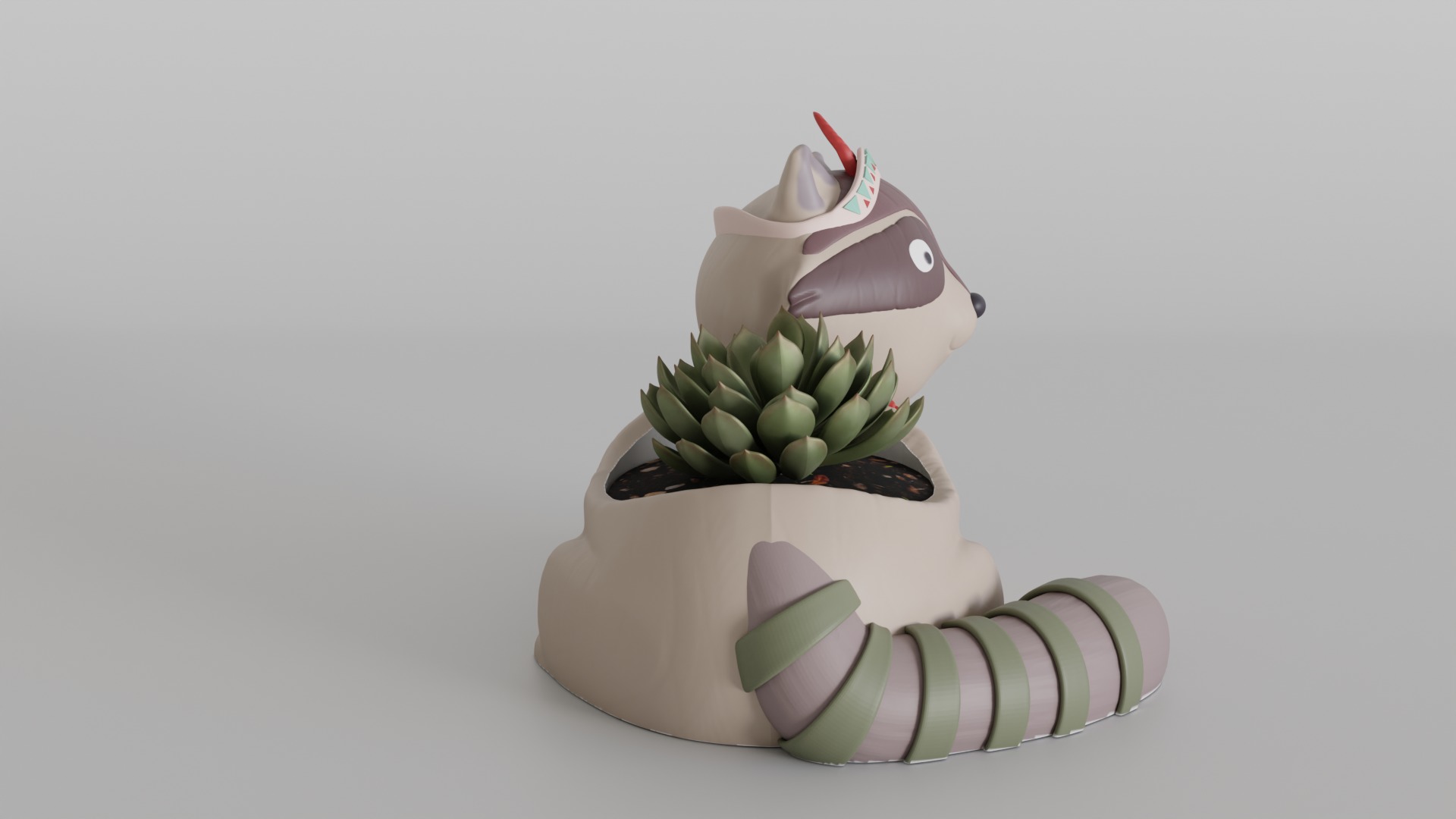 Charming Raccoon Planter 3D print model_2