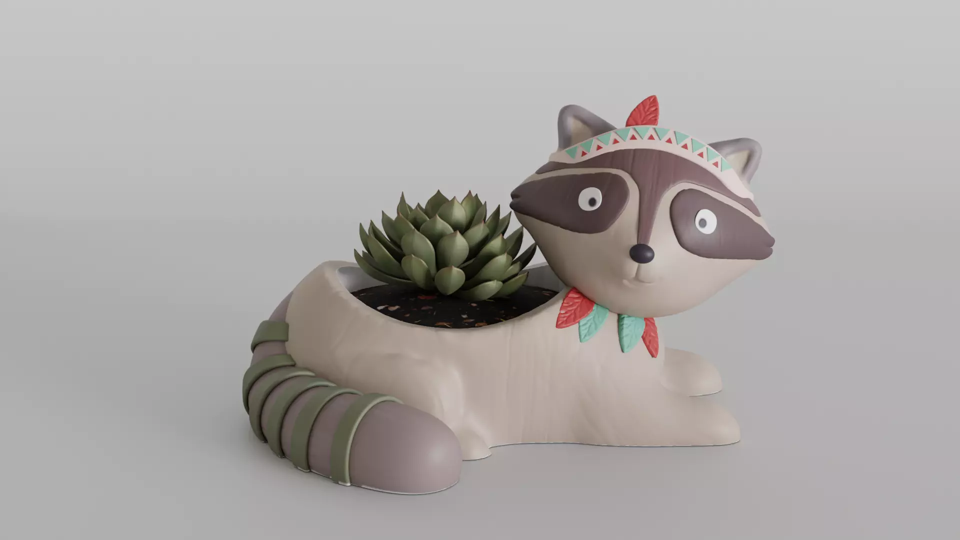 Charming Raccoon Planter 3D print model_0