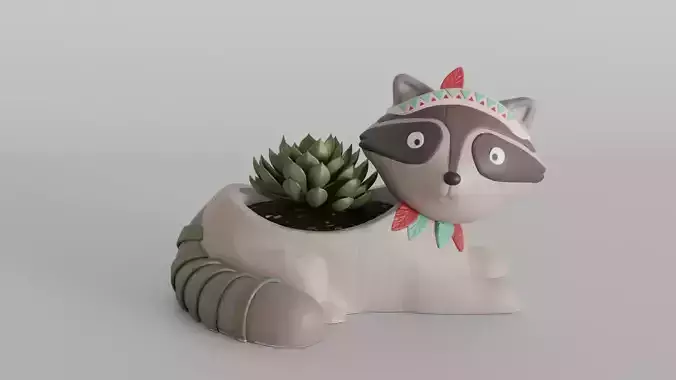 Charming Raccoon Planter 
