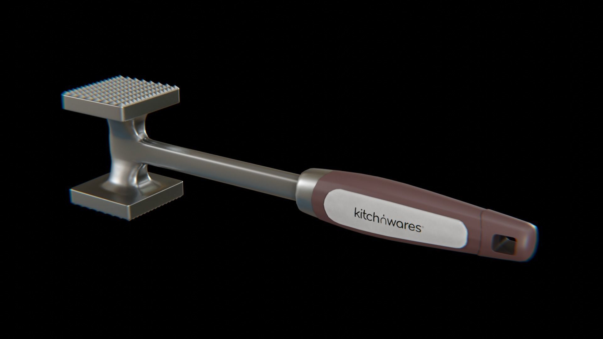 Meat Hammer Kitchnwares with brown rubber handle Low-poly 3D model_4