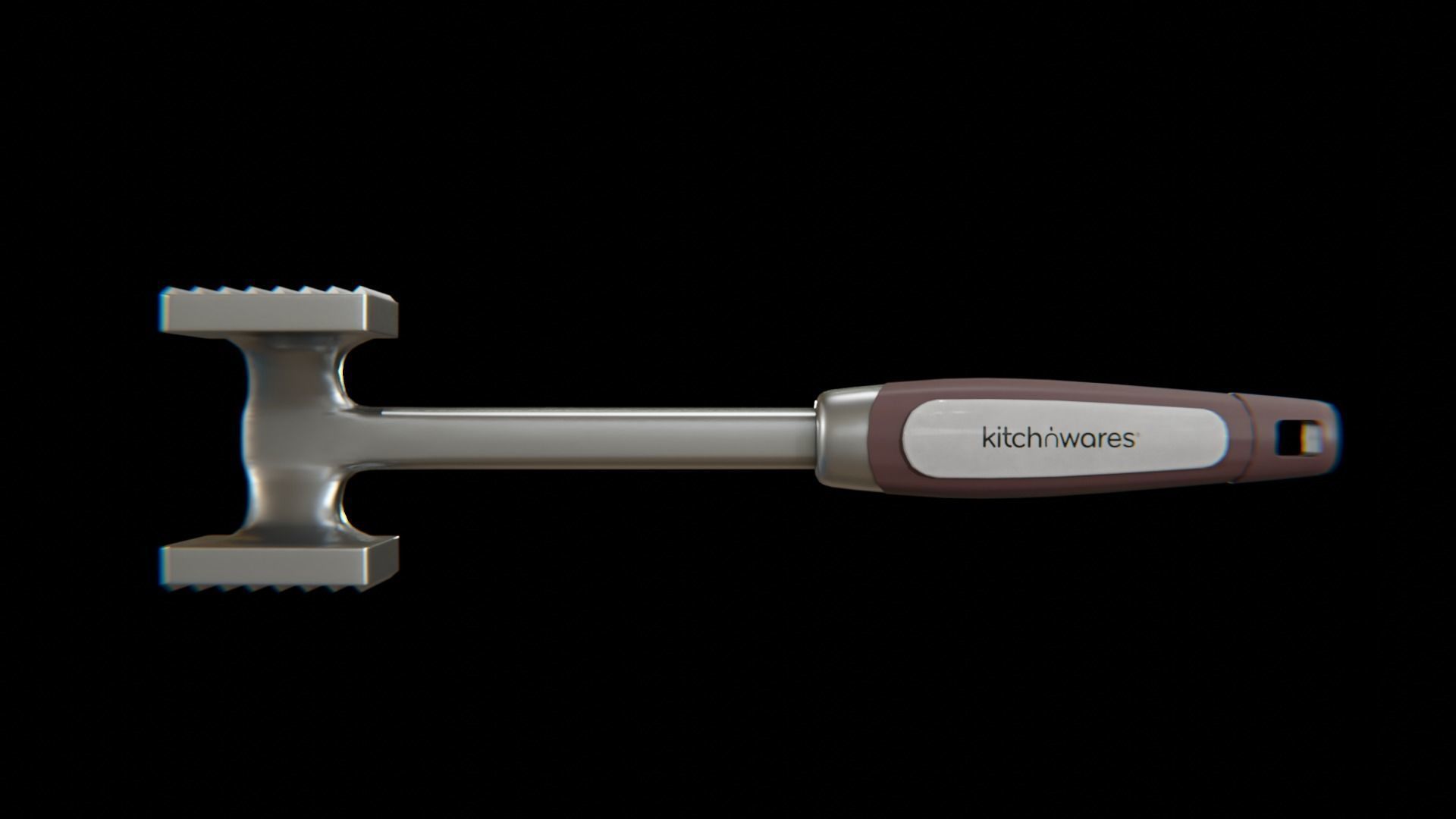 Meat Hammer Kitchnwares with brown rubber handle Low-poly 3D model_3