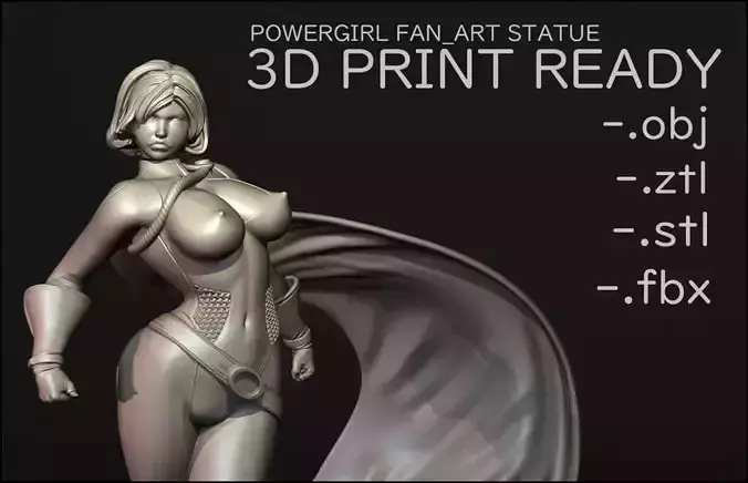 Power Girl Version 1 Fan Art 3D Print Figurine 3D print model