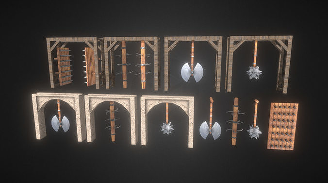 Dungeon traps Kit Low-poly 3D model