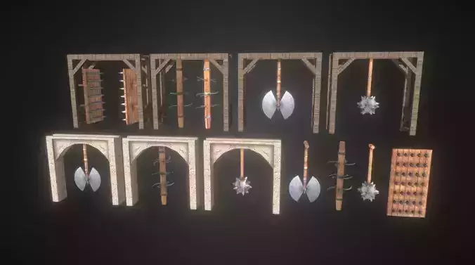 Dungeon traps Kit Low-poly 3D model